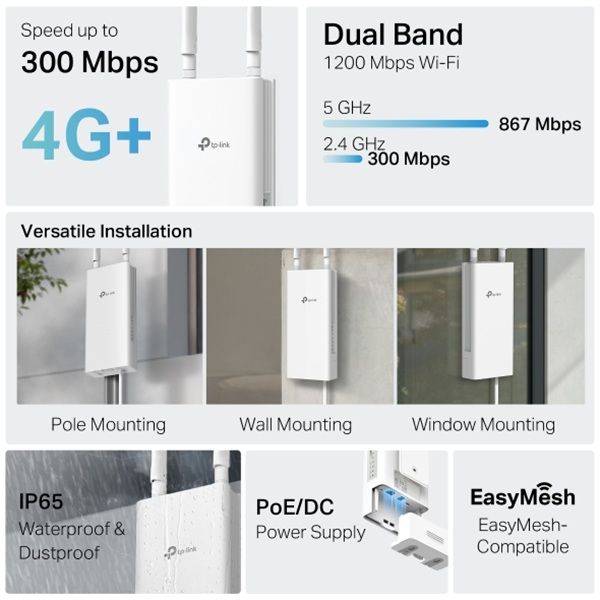 TP-Link Archer MR500-Outdoor 4G+ AC1200 Dual Band WiFi Outdoor Router